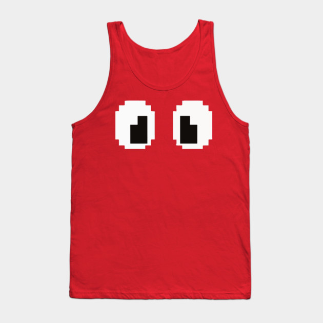 Pixel Monster Eyes - Retro Googly Gaming Glitch Tee 8 bit monster, googly eyes design, retro video game, purple monster, funny gaming, sarcastic apparel, geek humor, weird gift idea, glitch art, nostalgia tee, spooky cute Tank Top by OUTFITPAW