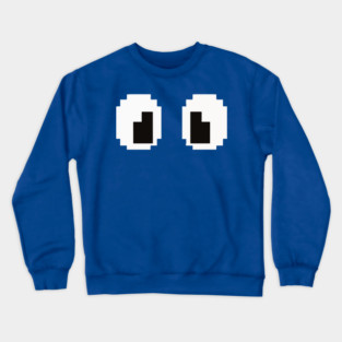 Pixel Monster Eyes - Retro Googly Gaming Glitch Tee 8 bit monster, googly eyes design, retro video game, purple monster, funny gaming, sarcastic apparel, geek humor, weird gift idea, glitch art, nostalgia tee, spooky cute Crewneck Sweatshirt