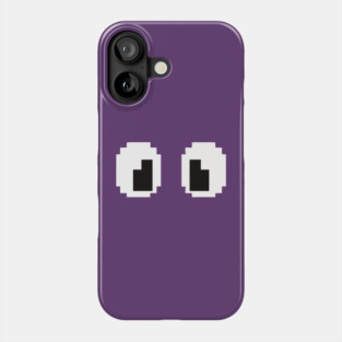 Pixel Monster Eyes - Retro Googly Gaming Glitch Tee 8 bit monster, googly eyes design, retro video game, purple monster, funny gaming, sarcastic apparel, geek humor, weird gift idea, glitch art, nostalgia tee, spooky cute Phone Case
