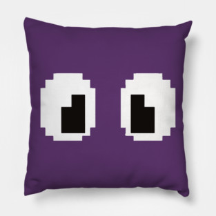 Pixel Monster Eyes - Retro Googly Gaming Glitch Tee 8 bit monster, googly eyes design, retro video game, purple monster, funny gaming, sarcastic apparel, geek humor, weird gift idea, glitch art, nostalgia tee, spooky cute Pillow