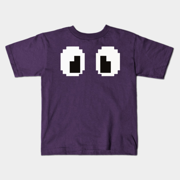 Pixel Monster Eyes - Retro Googly Gaming Glitch Tee 8 bit monster, googly eyes design, retro video game, purple monster, funny gaming, sarcastic apparel, geek humor, weird gift idea, glitch art, nostalgia tee, spooky cute Kids T-Shirt by OUTFITPAW