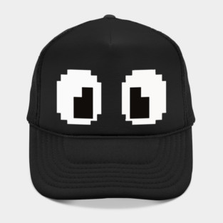 Pixel Monster Eyes - Retro Googly Gaming Glitch Tee 8 bit monster, googly eyes design, retro video game, purple monster, funny gaming, sarcastic apparel, geek humor, weird gift idea, glitch art, nostalgia tee, spooky cute Hat