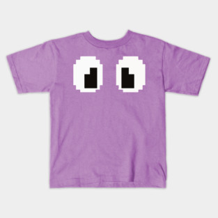 Pixel Monster Eyes - Retro Googly Gaming Glitch Tee 8 bit monster, googly eyes design, retro video game, purple monster, funny gaming, sarcastic apparel, geek humor, weird gift idea, glitch art, nostalgia tee, spooky cute Kids T-Shirt