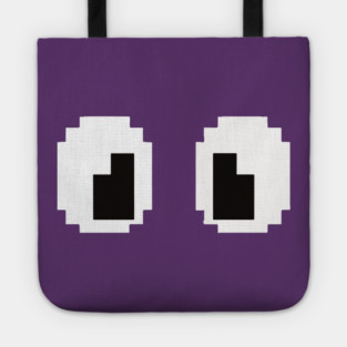Pixel Monster Eyes - Retro Googly Gaming Glitch Tee 8 bit monster, googly eyes design, retro video game, purple monster, funny gaming, sarcastic apparel, geek humor, weird gift idea, glitch art, nostalgia tee, spooky cute Tote