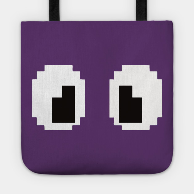 Pixel Monster Eyes - Retro Googly Gaming Glitch Tee 8 bit monster, googly eyes design, retro video game, purple monster, funny gaming, sarcastic apparel, geek humor, weird gift idea, glitch art, nostalgia tee, spooky cute Tote by OUTFITPAW