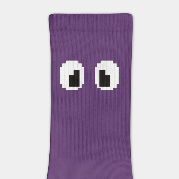 Pixel Monster Eyes - Retro Googly Gaming Glitch Tee 8 bit monster, googly eyes design, retro video game, purple monster, funny gaming, sarcastic apparel, geek humor, weird gift idea, glitch art, nostalgia tee, spooky cute by OUTFITPAW