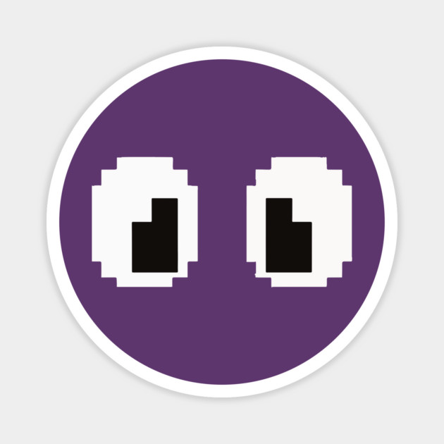 Pixel Monster Eyes - Retro Googly Gaming Glitch Tee 8 bit monster, googly eyes design, retro video game, purple monster, funny gaming, sarcastic apparel, geek humor, weird gift idea, glitch art, nostalgia tee, spooky cute Magnet by OUTFITPAW