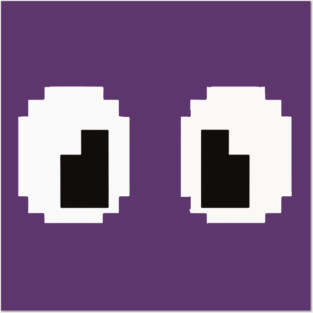 Pixel Monster Eyes - Retro Googly Gaming Glitch Tee 8 bit monster, googly eyes design, retro video game, purple monster, funny gaming, sarcastic apparel, geek humor, weird gift idea, glitch art, nostalgia tee, spooky cute Posters and Art