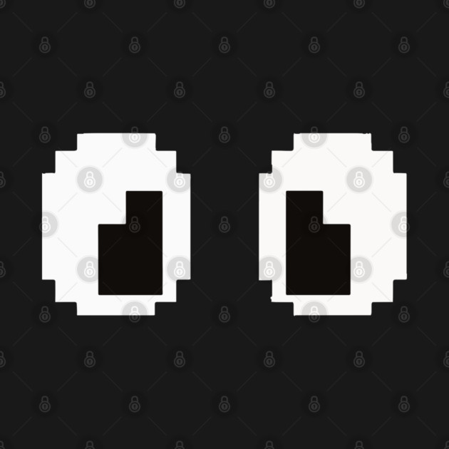 Pixel Monster Eyes - Retro Googly Gaming Glitch Tee 8 bit monster, googly eyes design, retro video game, purple monster, funny gaming, sarcastic apparel, geek humor, weird gift idea, glitch art, nostalgia tee, spooky cute by OUTFITPAW