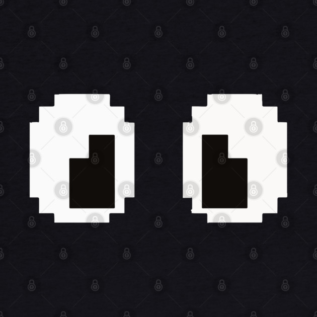 Pixel Monster Eyes - Retro Googly Gaming Glitch Tee 8 bit monster, googly eyes design, retro video game, purple monster, funny gaming, sarcastic apparel, geek humor, weird gift idea, glitch art, nostalgia tee, spooky cute by OUTFITPAW