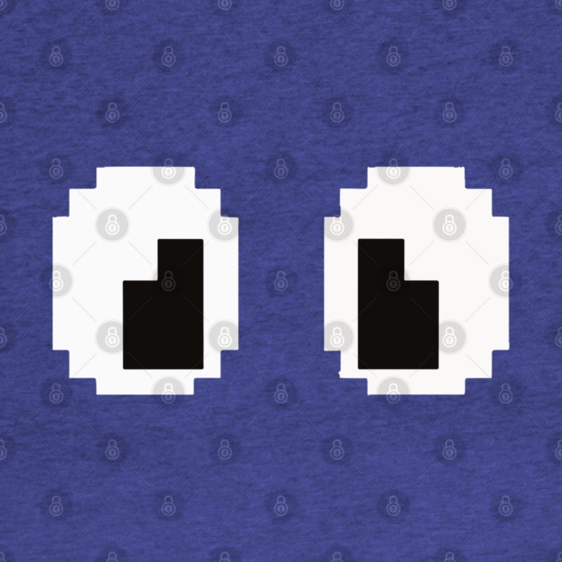Pixel Monster Eyes - Retro Googly Gaming Glitch Tee 8 bit monster, googly eyes design, retro video game, purple monster, funny gaming, sarcastic apparel, geek humor, weird gift idea, glitch art, nostalgia tee, spooky cute by OUTFITPAW