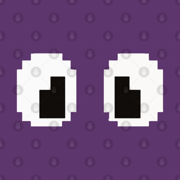 Pixel Monster Eyes - Retro Googly Gaming Glitch Tee 8 bit monster, googly eyes design, retro video game, purple monster, funny gaming, sarcastic apparel, geek humor, weird gift idea, glitch art, nostalgia tee, spooky cute by OUTFITPAW