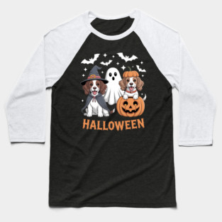 Witch Dog Ghost Halloween Pumpkin Baseball T-Shirt