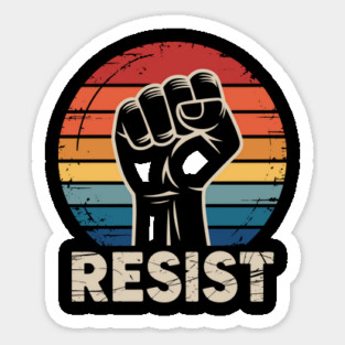 RESIST Retro Raised Fist | Vintage Sunset Protest Magnet