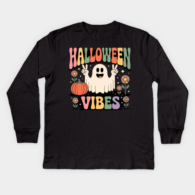 Halloween-Vibes Kids Long Sleeve T-Shirt by Creatifly Graphic Tees