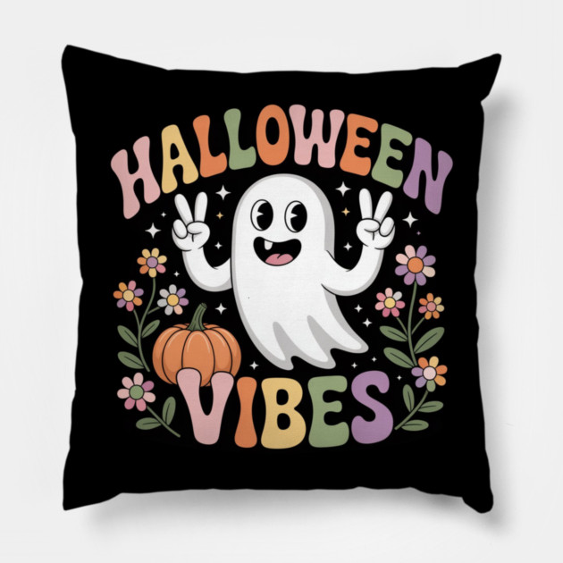 Halloween-Vibes Pillow by Creatifly Graphic Tees
