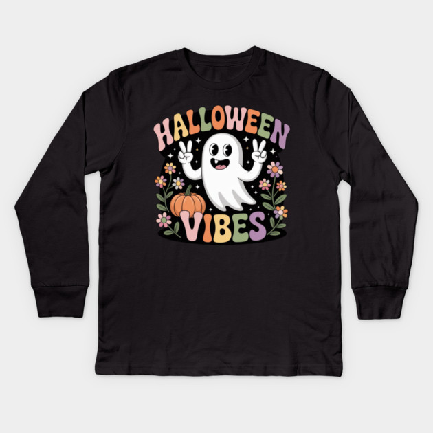 Halloween-Vibes Kids Long Sleeve T-Shirt by Creatifly Graphic Tees
