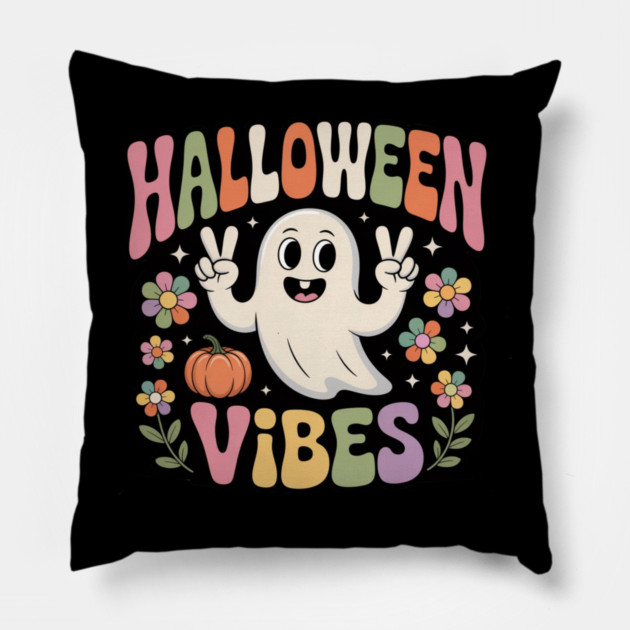 Halloween-Vibes Pillow by Creatifly Graphic Tees