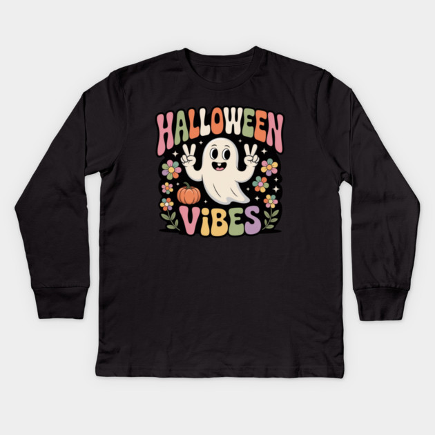 Halloween-Vibes Kids Long Sleeve T-Shirt by Creatifly Graphic Tees