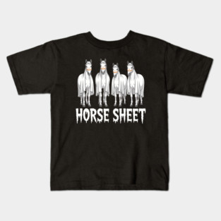 Cute Horse Sheet Ghost Halloween Costume Spooky Season Kids T-Shirt