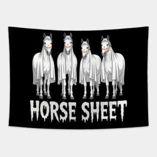 Cute Horse Sheet Ghost Halloween Costume Spooky Season Tapestry