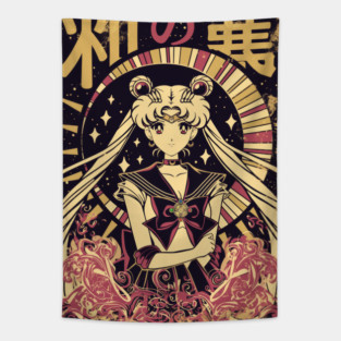 Vintage Grunge Sailor Moon Poster Tapestry