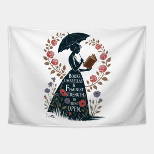 Books, Umbrellas And Feminist, Strength In Being Open, Human Rights Shirt, Rights Shirt for Women, Women's Rights, Feminist Tapestry