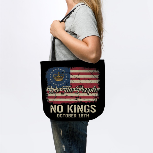 We-The-People-No-Kings-October-18th-Protest-Crown-American-Flag-Distressed-Patriotic-Political by ArtistTee ⭐⭐⭐⭐⭐