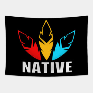 Indigenous People Colorful Feathers Native American For Women Tapestry