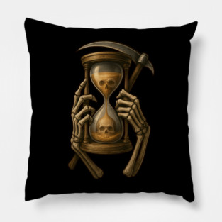 The Gravelord’s Hourglass – Grim Reaper Gothic Art Pillow
