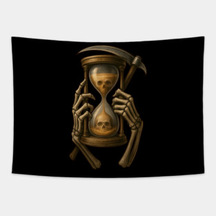The Gravelord’s Hourglass – Grim Reaper Gothic Art Tapestry