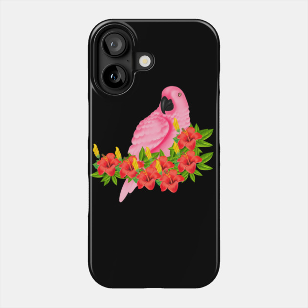 Tropical Pink Parrot Floral Phone Case by logiamerch