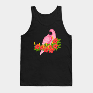 Tropical Pink Parrot Floral Tank Top