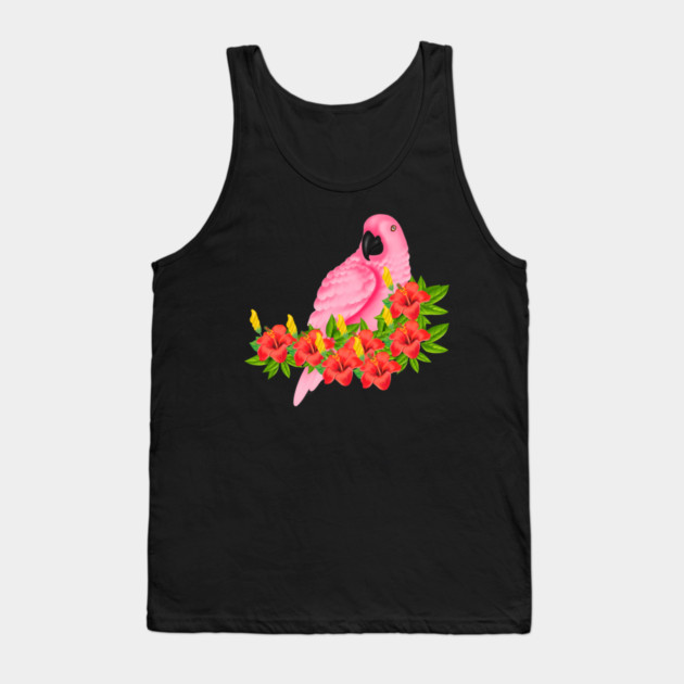 Tropical Pink Parrot Floral Tank Top by logiamerch