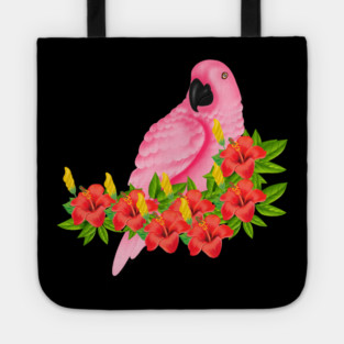 Tropical Pink Parrot Floral Tote