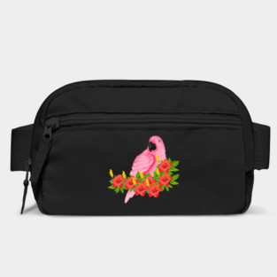 Tropical Pink Parrot Floral Bag