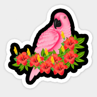 Tropical Pink Parrot Floral Magnet
