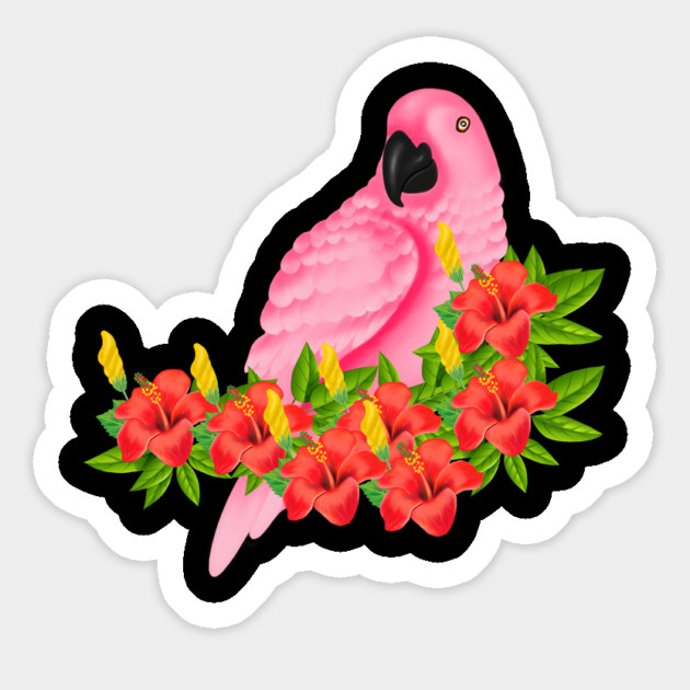 Tropical Pink Parrot Floral Magnet by logiamerch