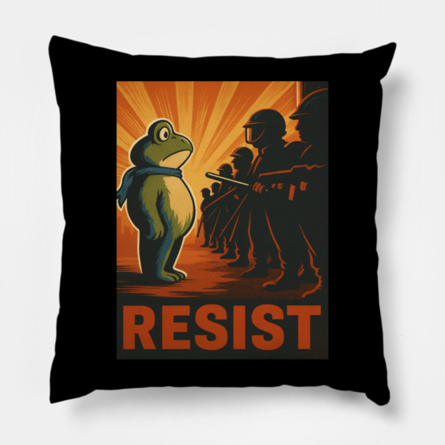 Resist Frog - Portland Protest Activist Pillow by ArtistTee ⭐⭐⭐⭐⭐