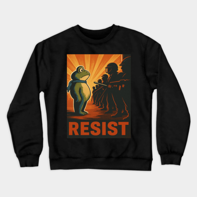 Resist Frog - Portland Protest Activist Crewneck Sweatshirt by ArtistTee ⭐⭐⭐⭐⭐