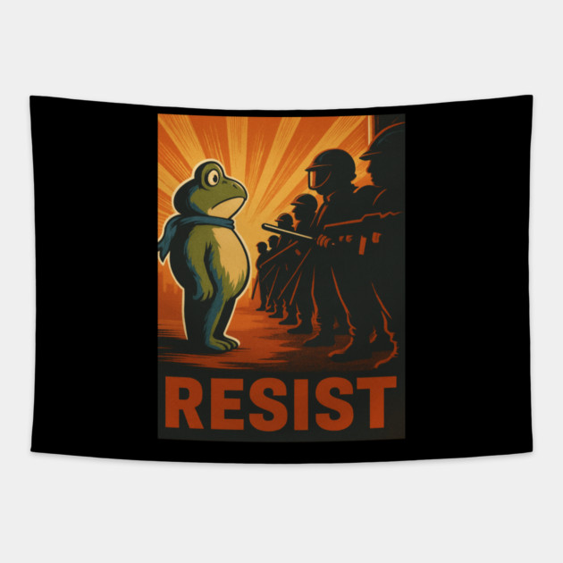 Resist Frog - Portland Protest Activist Tapestry by ArtistTee ⭐⭐⭐⭐⭐