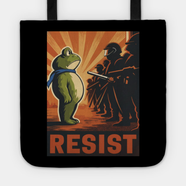 Resist Frog Activist - Portland Protest Frog Tote by ArtistTee ⭐⭐⭐⭐⭐
