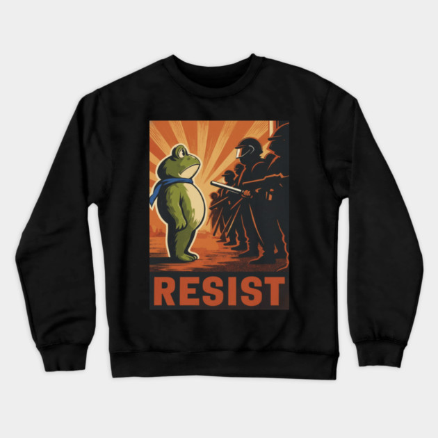Resist Frog Activist - Portland Protest Frog Crewneck Sweatshirt by ArtistTee ⭐⭐⭐⭐⭐