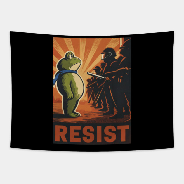 Resist Frog Activist - Portland Protest Frog Tapestry by ArtistTee ⭐⭐⭐⭐⭐