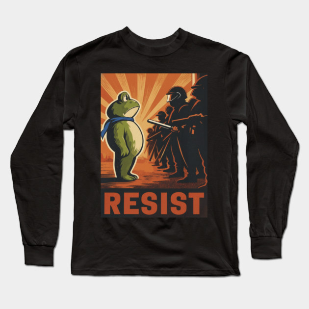 Resist Frog Activist - Portland Protest Frog Long Sleeve T-Shirt by ArtistTee ⭐⭐⭐⭐⭐