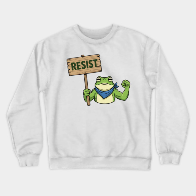 Resist Frog Activist - Portland Protest Frog Crewneck Sweatshirt by ArtistTee ⭐⭐⭐⭐⭐