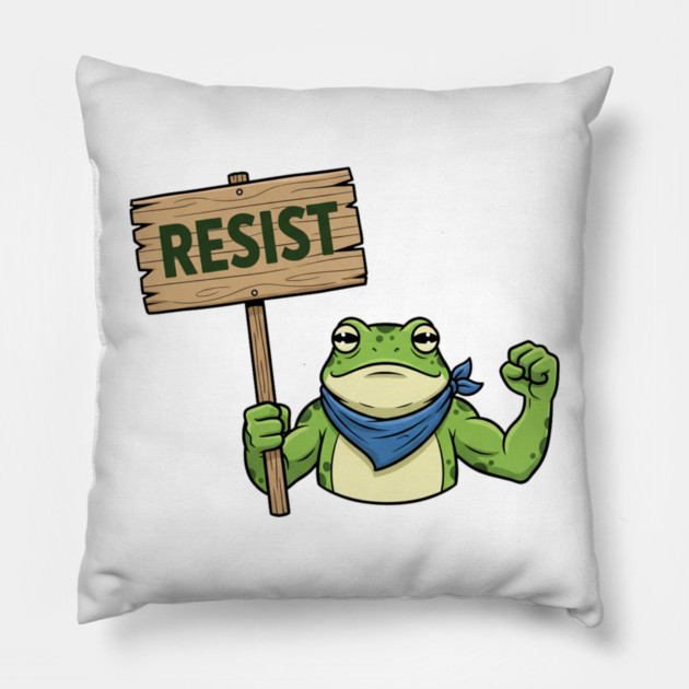 Resist Frog Activist - Portland Protest Frog Pillow by ArtistTee ⭐⭐⭐⭐⭐