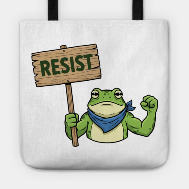 Resist Frog Activist - Portland Protest Frog Tote by ArtistTee ⭐⭐⭐⭐⭐