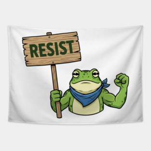 Resist Frog Activist - Portland Protest Frog Tapestry