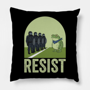 Resist Frog - Portland Protest Activist Vintage Poster Pillow